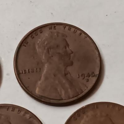 1945-W SILVER MERCURY DIME, 1930'S & 1940's WHEAT PENNIES (SEE DESCRIPTION)