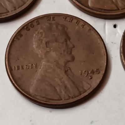 1945-W SILVER MERCURY DIME, 1930'S & 1940's WHEAT PENNIES (SEE DESCRIPTION)
