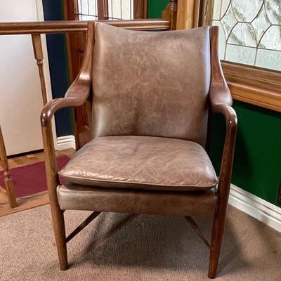 Bowman-Style Brown Leather Look Arm Chair
