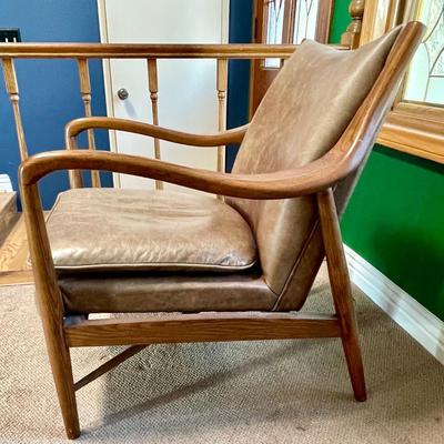 Bowman-Style Brown Leather Look Arm Chair