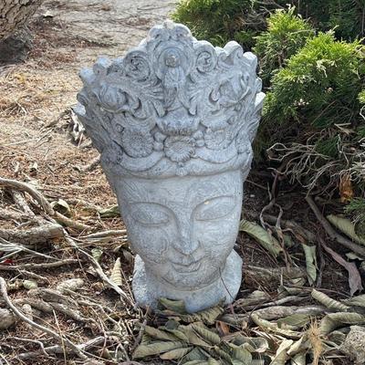 Concrete-Look Plastic Buddha Head Statue Ornament Sculpture