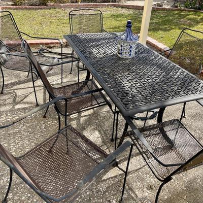 Cast Aluminum Patio Table with 6 Chairs