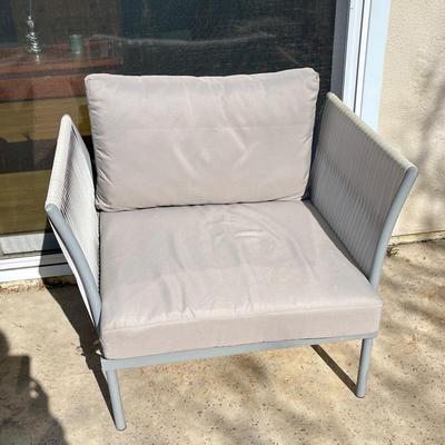 Outdoor Armchair In Aluminum And Leather