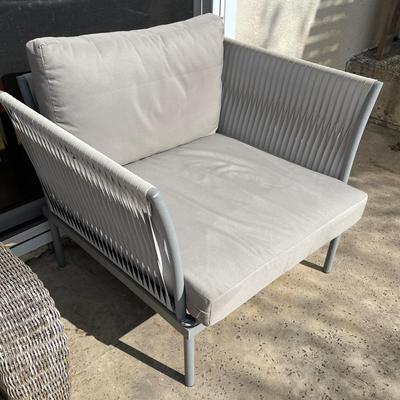 Outdoor Armchair In Aluminum And Leather