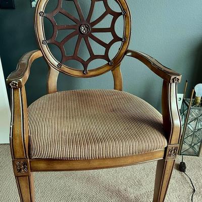 Late 20th Century Vintage Hollywood Regency Dining Arm Chair With Spider Web Back