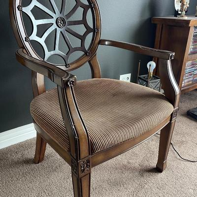 Late 20th Century Vintage Hollywood Regency Dining Arm Chair With Spider Web Back