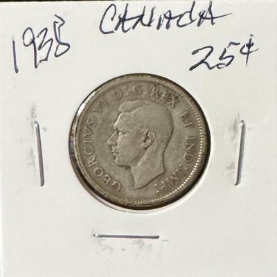 1938 Canadian 25 Cent Piece