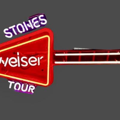 Neon Lighted Hanging Rolling Stones Budweiser Beer Sign "NEW"