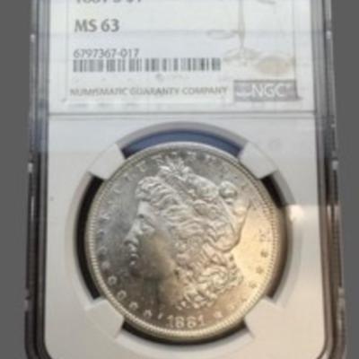 1881-S Morgan Silver Dollar Graded MS 63