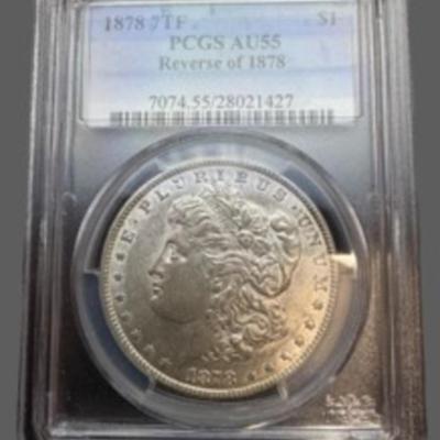 1878 7TF Reverse of 1878 Morgan Graded AU 55
