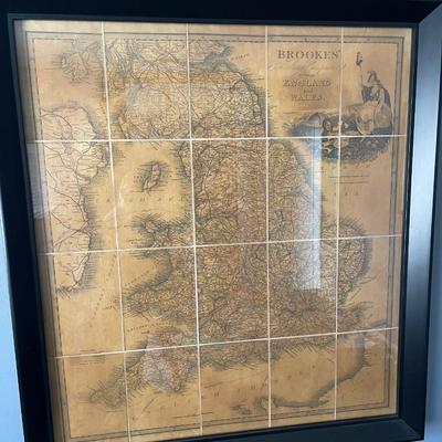 Framed Antique-Style Traveling Companion Map of England and Wales