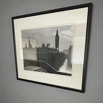 Framed Black and White Big Ben and Westminster Print
