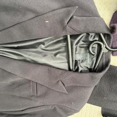 Lot 158 Black sweater (M), purple sweater (L) black blazer (L)