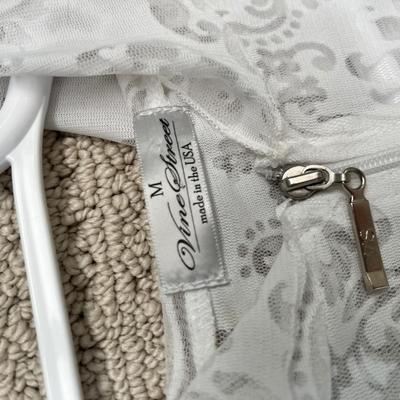 Lot 160 white denim jackets, white sweater, white sheer shirt (1M, 2L, 1XL)