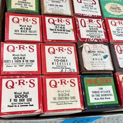 Lot 165 Player piano scrolls (box 1 of 3) 35 rolls