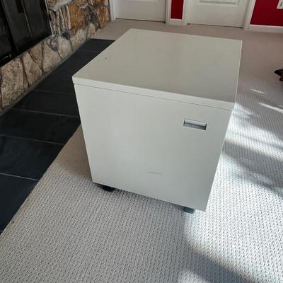 Lot 174 metal storage cabinet on casters