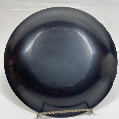 Vintage Gilded Wood Plate or Shallow Bowl with painted design