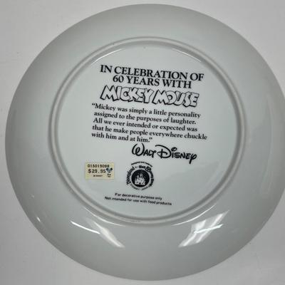 Mickey's 60th Birthday Collector Plate Walt Disney Steamboat Willie Mouse Black & White Color