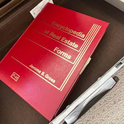 Lot 182 briefcase, office tray with postage scale, staplers, miscellaneous