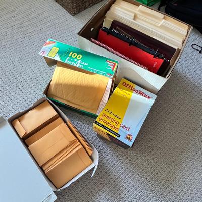 Lot 190 boxes of envelopes - coin, 6x9, greeting card envelopes, box of manila envelopes (legal size)