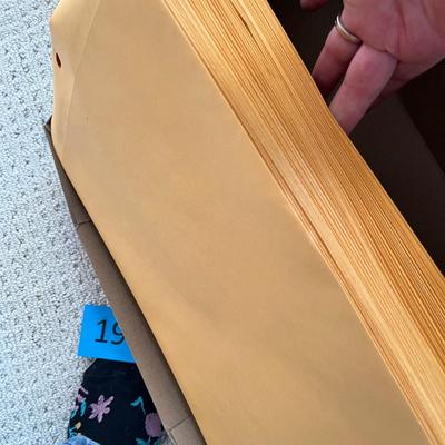 Lot 198 plastic milk crate of large envelopes, mailing envelopes and check envelopes