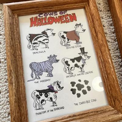 Lot 199 Cow décor - paper towel holder, lamp framed prints and more