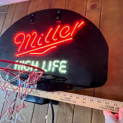 Lot 213 Vintage 90's Miller Lite neon basketball hoop sign