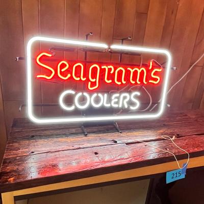 Lot 214 Vintage 80's Seagrams Coolers sign