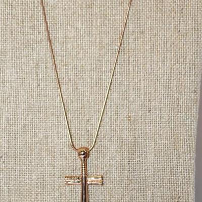 Cremation Ashes Memorial Rose Gold Cross PENDANT (2" x 1") on a Rose Gold Necklace Chain 22" L