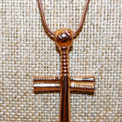 Cremation Ashes Memorial Rose Gold Cross PENDANT (2" x 1") on a Rose Gold Necklace Chain 22" L