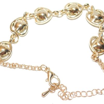 All GREEN HEARTS Setting Bracelet (10") on a GOLD Tone Chain