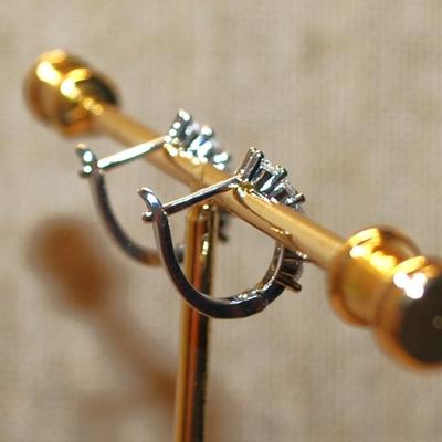 Petite Row of 5 Clear Stones Earrings (½") Set with English Lock