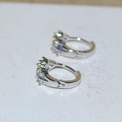 Petite Amber & Clear Stones Earrings (½") with a Huggie Clasp