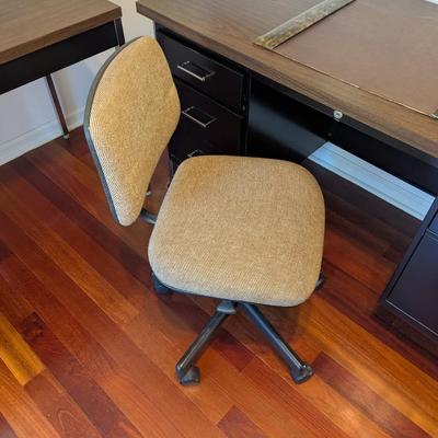Industrial Metal Desk Table & Rolling Chair