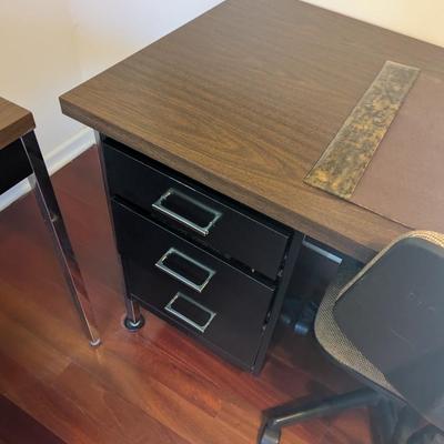 Industrial Metal Desk Table & Rolling Chair