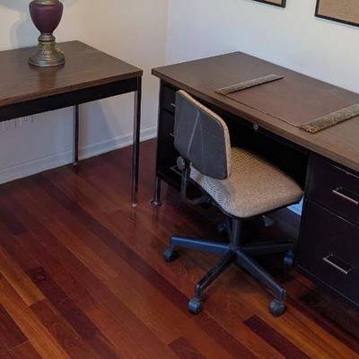 Industrial Metal Desk Table & Rolling Chair