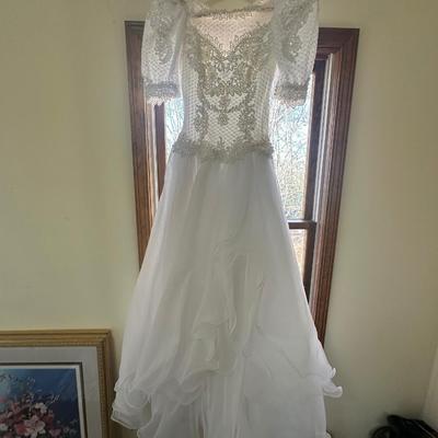 Vintage Wedding Dress with Gloves & Garter