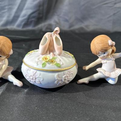Vintage Floral & Ballerina Figurines and Trinket Dishes