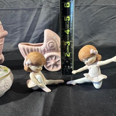 Vintage Floral & Ballerina Figurines and Trinket Dishes