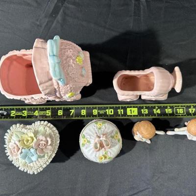 Vintage Floral & Ballerina Figurines and Trinket Dishes
