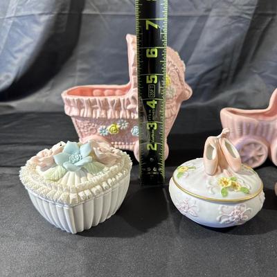 Vintage Floral & Ballerina Figurines and Trinket Dishes