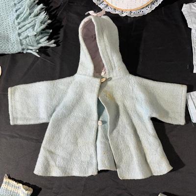 Baby Blues! Lot of Vintage & Antique Baby Clothing including a Baby Blanket & Woolen Bunting
