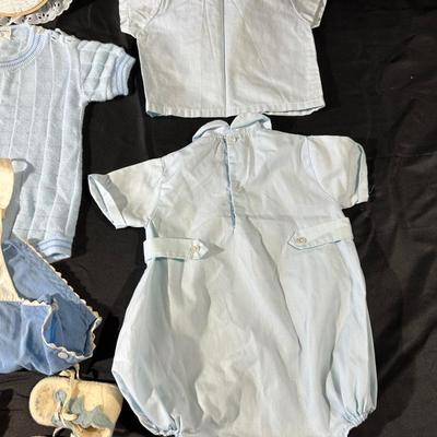 Baby Blues! Lot of Vintage & Antique Baby Clothing including a Baby Blanket & Woolen Bunting