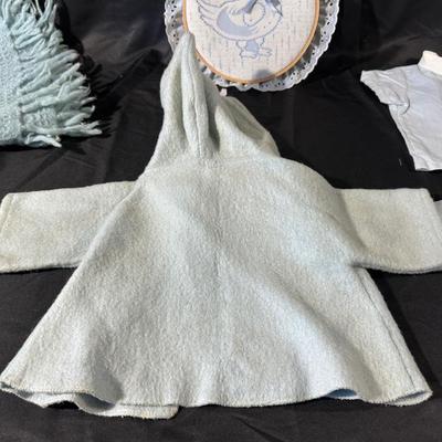 Baby Blues! Lot of Vintage & Antique Baby Clothing including a Baby Blanket & Woolen Bunting