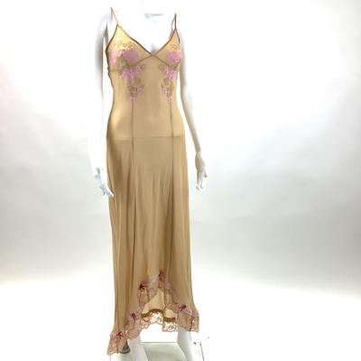 582 Victoria's Secret Silk Nude Beige & Pink Slip Dress
