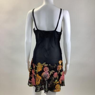583 Victoria's Secret Gold Label Velvet Floral Black Slip Dress