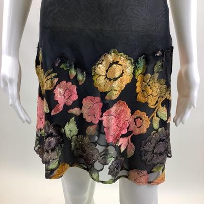 583 Victoria's Secret Gold Label Velvet Floral Black Slip Dress