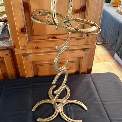 2 foot Tall Gold painted Horseshoe Display of 10 Horseshoes