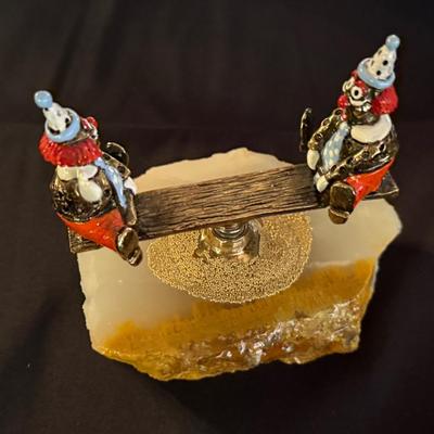 Ron Lee clowns on Seesaw/teeter totter with Stone Base from 1984