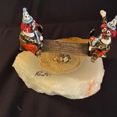 Ron Lee clowns on Seesaw/teeter totter with Stone Base from 1984